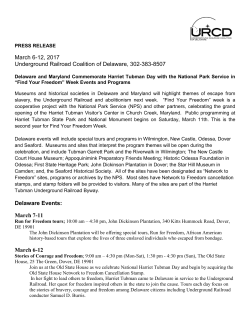 March 7-11 March 6-12 - Harriet Tubman Underground Railroad