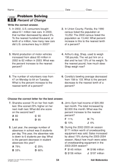 Problem Solving Percent of Change 6-6