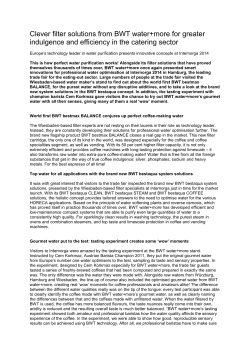 Clever filter solutions from BWT water+more for greater indulgence