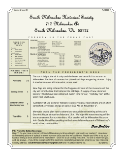 HS Newsletter Fall 2015 - South Milwaukee Historical Society