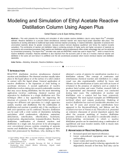 Modeling and Simulation of Ethyl Acetate Reactive