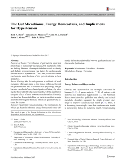 The Gut Microbiome, Energy Homeostasis, and Implications for