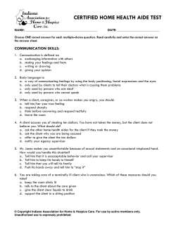 certified home health aide test - Indiana Association for Home and