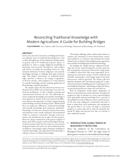 Reconciling Traditional Knowledge with Modern Agriculture: A