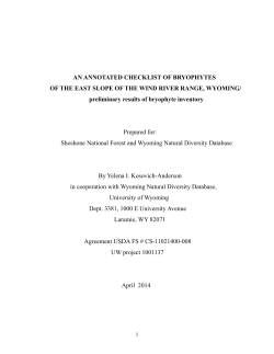 Bryophyte List of Beartooth Mountain Fens (within Shoshone