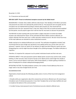 Threat to institutional computer accounts by the Adobe - REN-ISAC