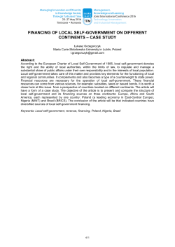 FINANCING OF LOCAL SELF-GOVERNMENT ON DIFFERENT