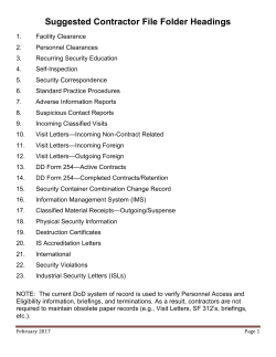 Suggested Contractor File Folder Headings