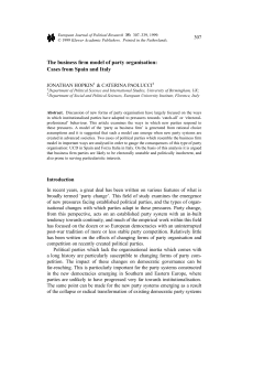 New Parties and the Business Firm Model of Party Organization