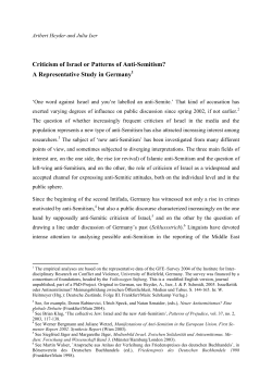 Criticism of Israel or Patterns of Anti