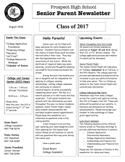 Class of 2017 Senior Parent Newsletter