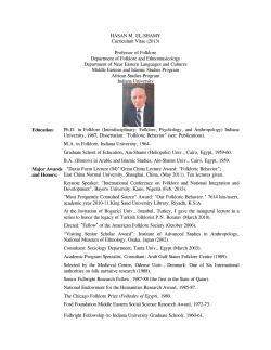 HASAN M. EL-SHAMY Curriculum Vitae (2013) Professor of Folklore