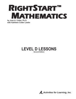 level d lessons - Right Start Math