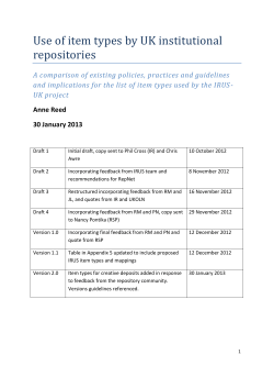 Use of item types by UK institutional repositories - IRUS-UK