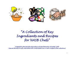 Key Ingredients and Recipes for NASB Chefs