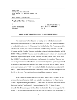 Order Re - Colorado Judicial Branch