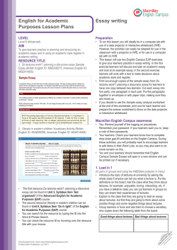 English for Academic Purposes Lesson Plans Essay writing