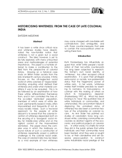 Historicising Whiteness: From the Case of Late Colonial India