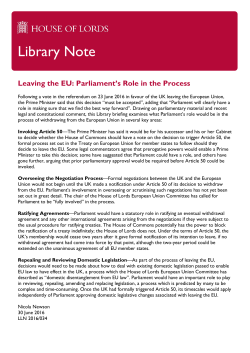 Leaving the EU: Parliament`s Role in the Process