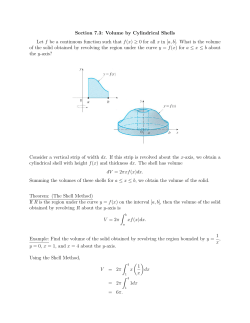 Section 7.3: Volume by Cylindrical Shells