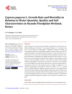 Cyperus papyrus L. Growth Rate and Mortality in Relation to Water