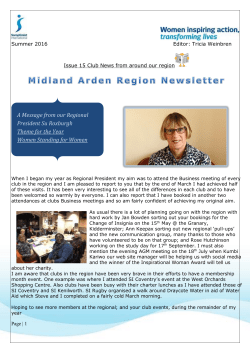 A Message from our Regional President Su Roxburgh Theme for the