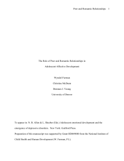 The Role of Peer and Romantic Relationships in