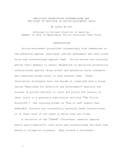 1 MALICIOUS PROSECUTION COUNTERCLAIMS AND