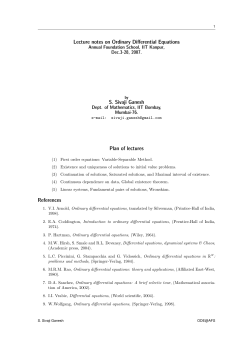 Lectures on Ordinary Differential Equations at AFS, Kanpur
