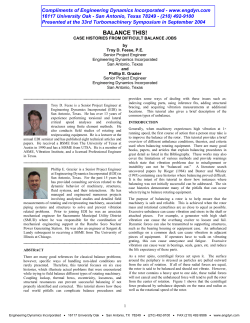 CASE HISTORIES FROM DIFFICULT BALANCE JOBS by