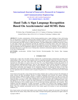 Hand Talk-A Sign Language Recognition Based On Accelerometer