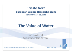 Presentation, &ldquo;The Value of Water&rdquo;