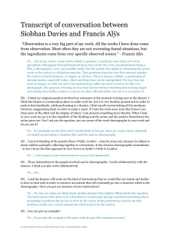 Transcript of conversation between Francis Al&yuml;s Siobhan Davies and