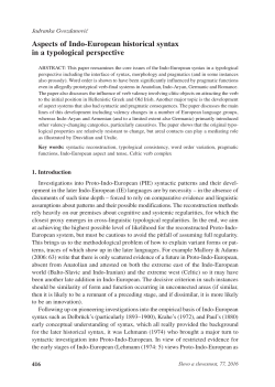 Aspects of Indo-European historical syntax in a typological perspective