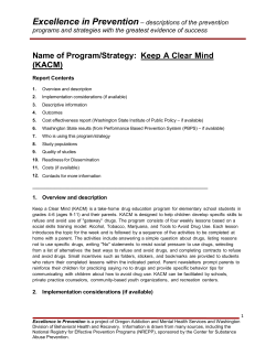 Name of Program/Strategy: Keep A Clear Mind (KACM)