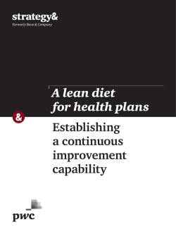 Establishing a continuous improvement capability A lean diet for
