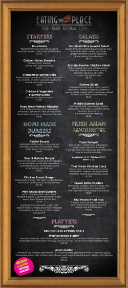 Starters HOME MADE BURGERS Salads FRESH ASIAN