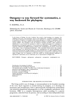 Ontogenya way forward for systematics, a way