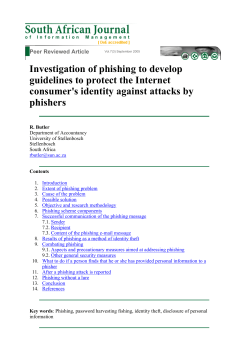 Investigation of phishing to develop guidelines to protect the Internet
