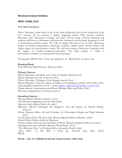 Messiaen Seminar Syllabus MUSC 1500B, 2016 Prof. Mark