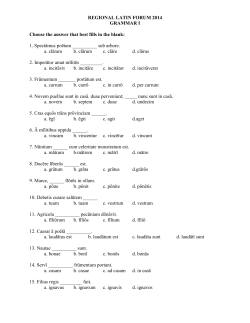 REGIONAL LATIN FORUM 2014 GRAMMAR I Choose the