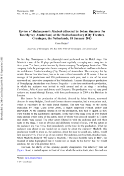 Review of Shakespeare`s Macbeth (directed by Johan Simmons for