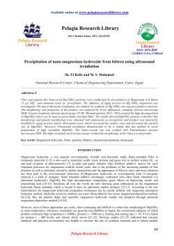 Precipitation of nano-magnesium hydroxide from bittern