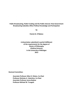 Public Broadcasting, Public Funding and the Public