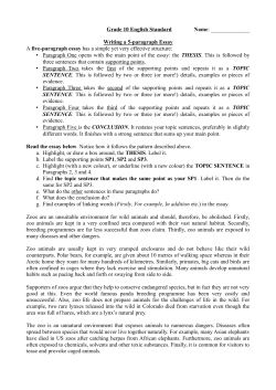 Grade 10 English Standard Name: Writing a 5-paragraph