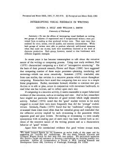 Interrupting visual feedback in writing. Perceptual and Motor Skills, 57