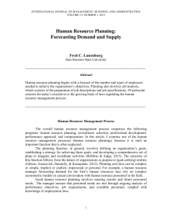 Human Resource Planning: Forecasting Demand and Supply