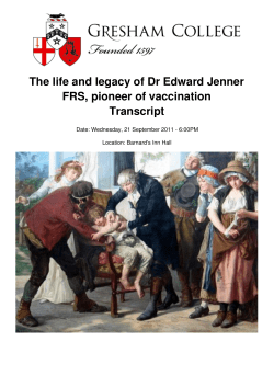 The life and legacy of Dr Edward Jenner FRS