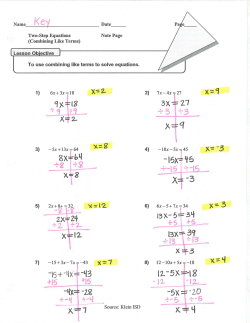 12-5X=-18 - Ms. Rice`s Room