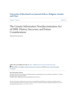 The Genetic Information Nondiscrimination Act of 2008: History